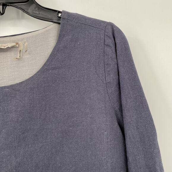 Soft Surroundings Linen Blend Blue Gray Asymmetrical Layered Top Size PXS - Picture 2 of 6